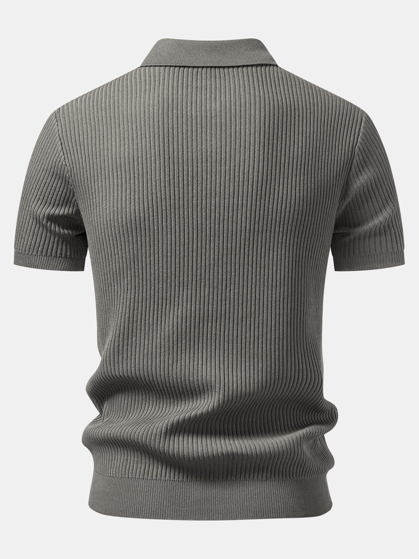 Ribbed Zipper Knit Polo