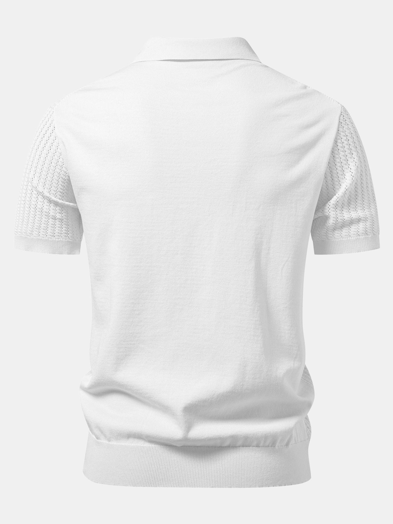 Striped Open Knit Polo
