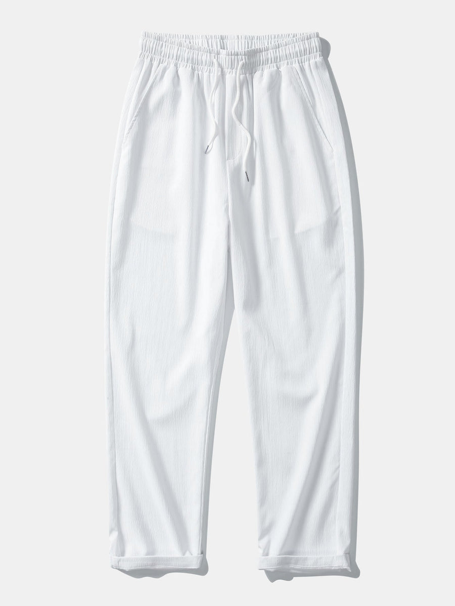 Crinkle Textured Straight Leg Trousers