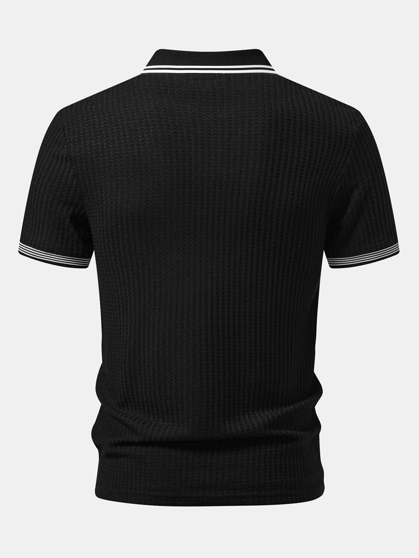 Waffle V Neck Knit Polo