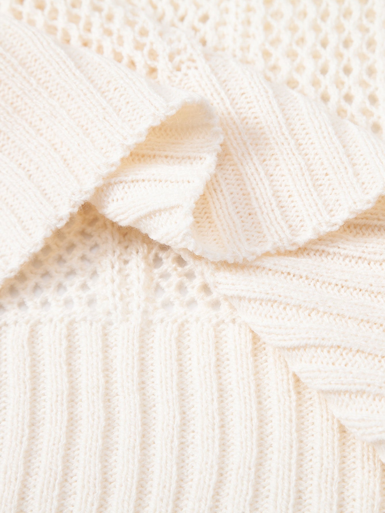 Relax Fit Crochet V Neck Knit Polo