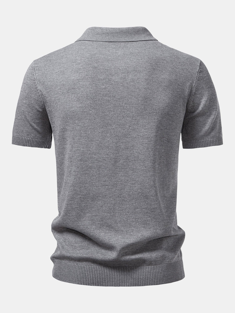 Twist Jacquard Knitted Zipper Polo Shirt