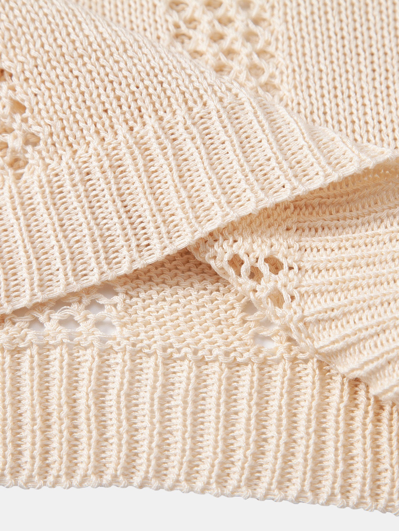 Relax Fit Geometry Crochet V Neck Knit Polo
