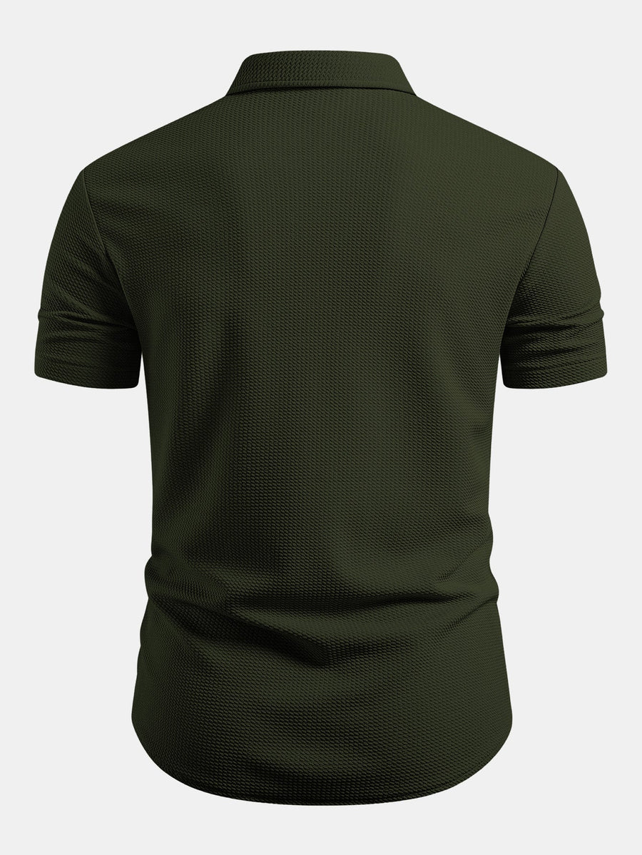 Muscle Fit Textured Button Up Shirt