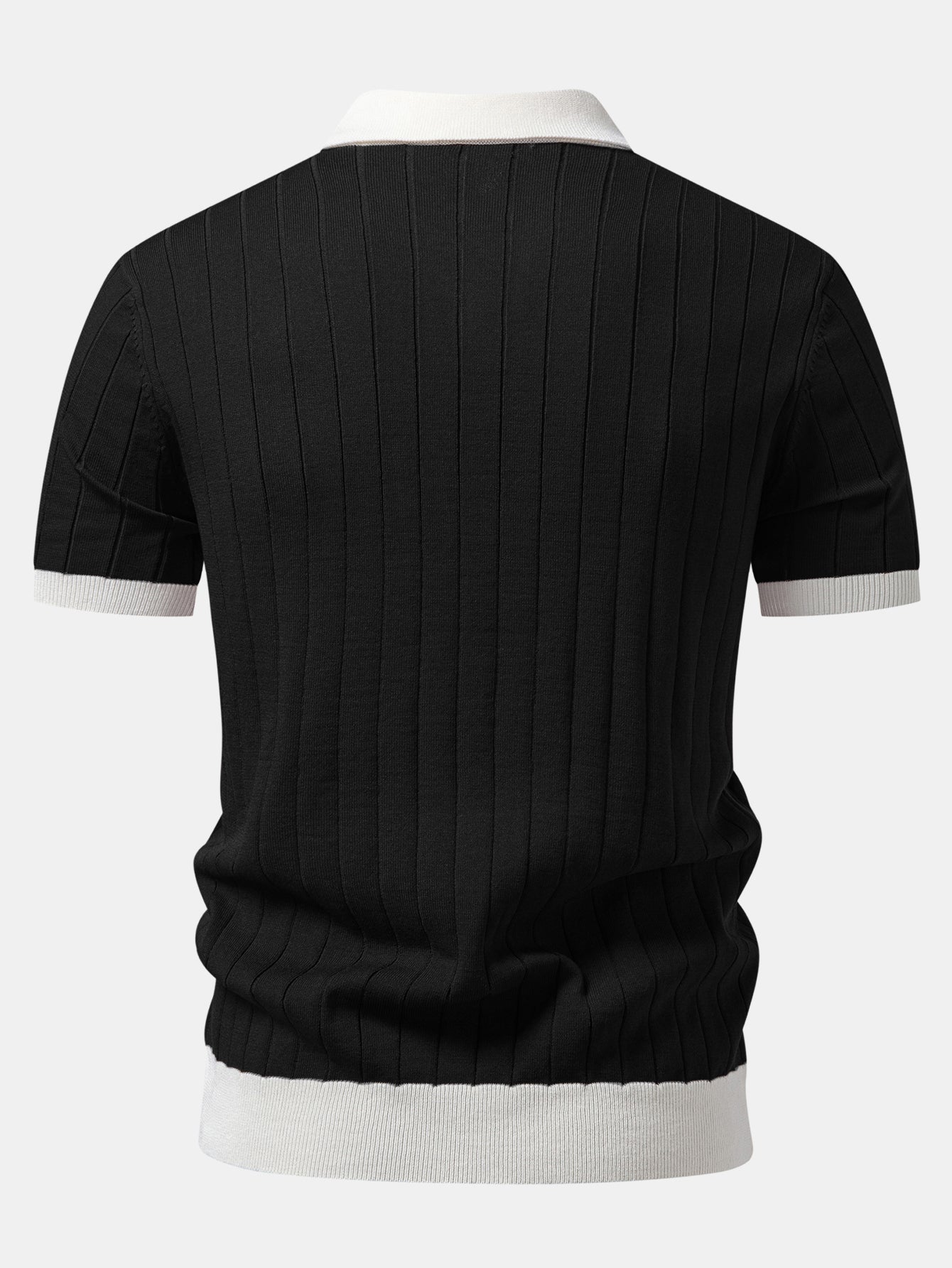 Contrast Trim Stripe Johnny Collar Polo