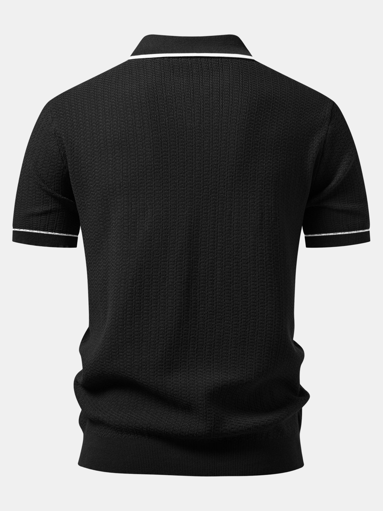 Contrast Trim Johnny Collar Knit Polo