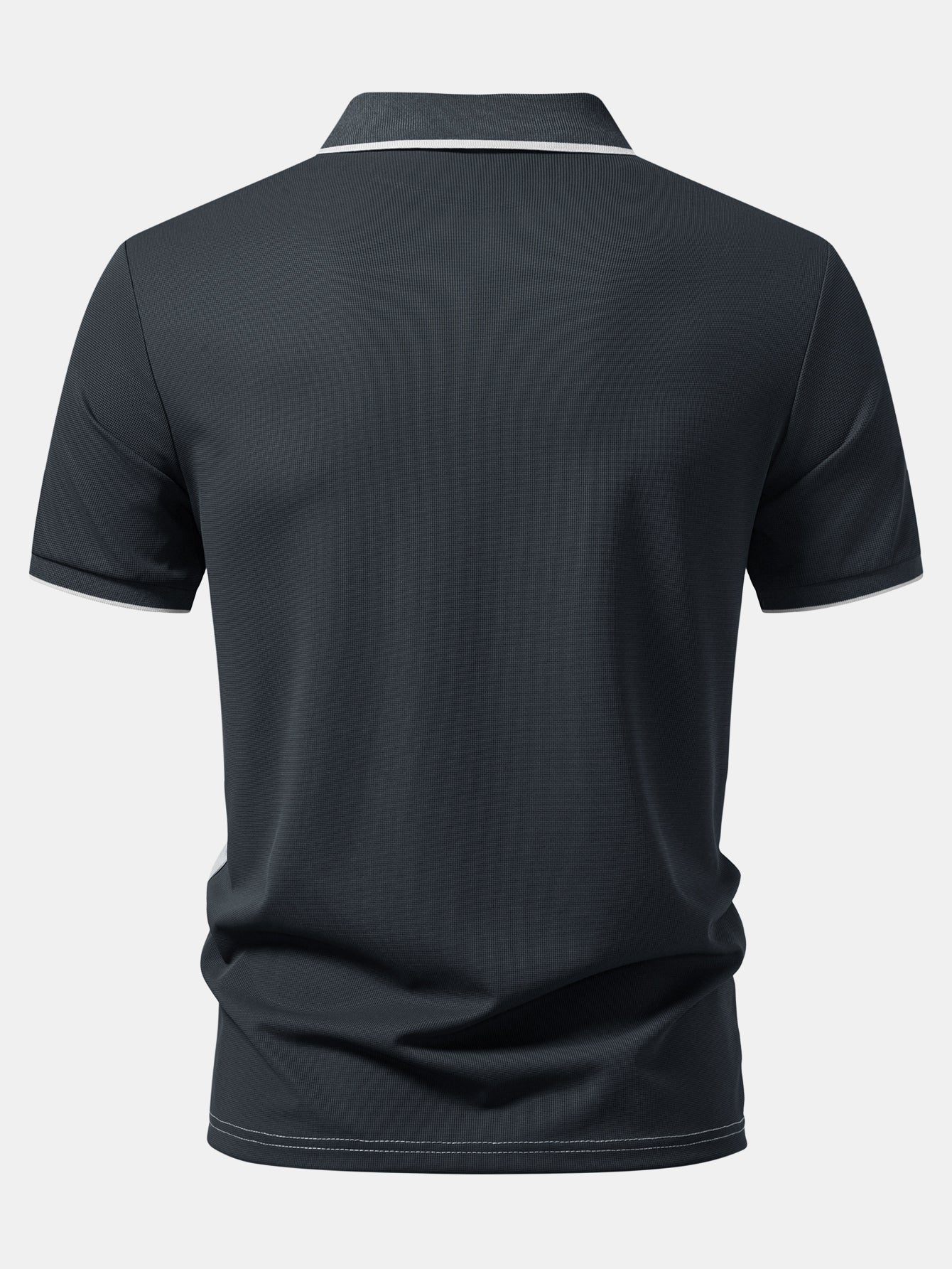 Color Block Zipper Polo