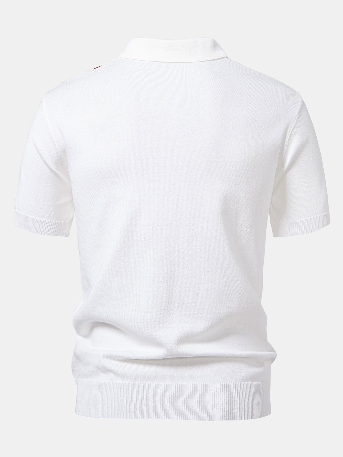 Stripe Knit Zip Up Polo Shirt & Cotton Chino Shorts