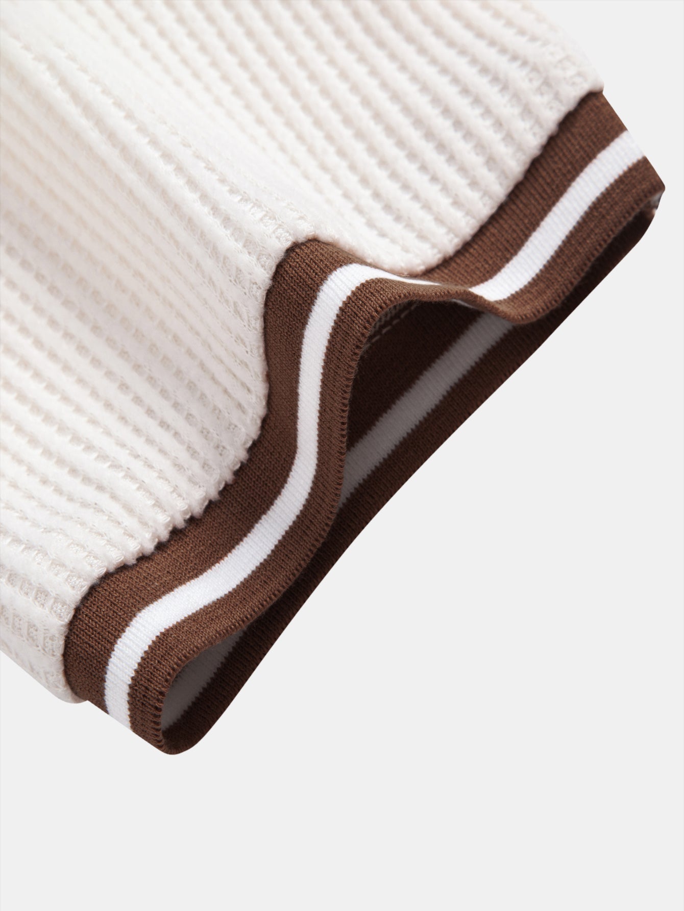 Contrast Stripe Trim Waffle Polo