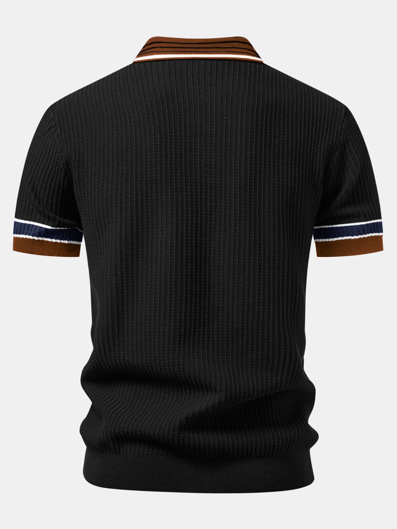 Contrast Stripe Trim Waffle Knit Polo