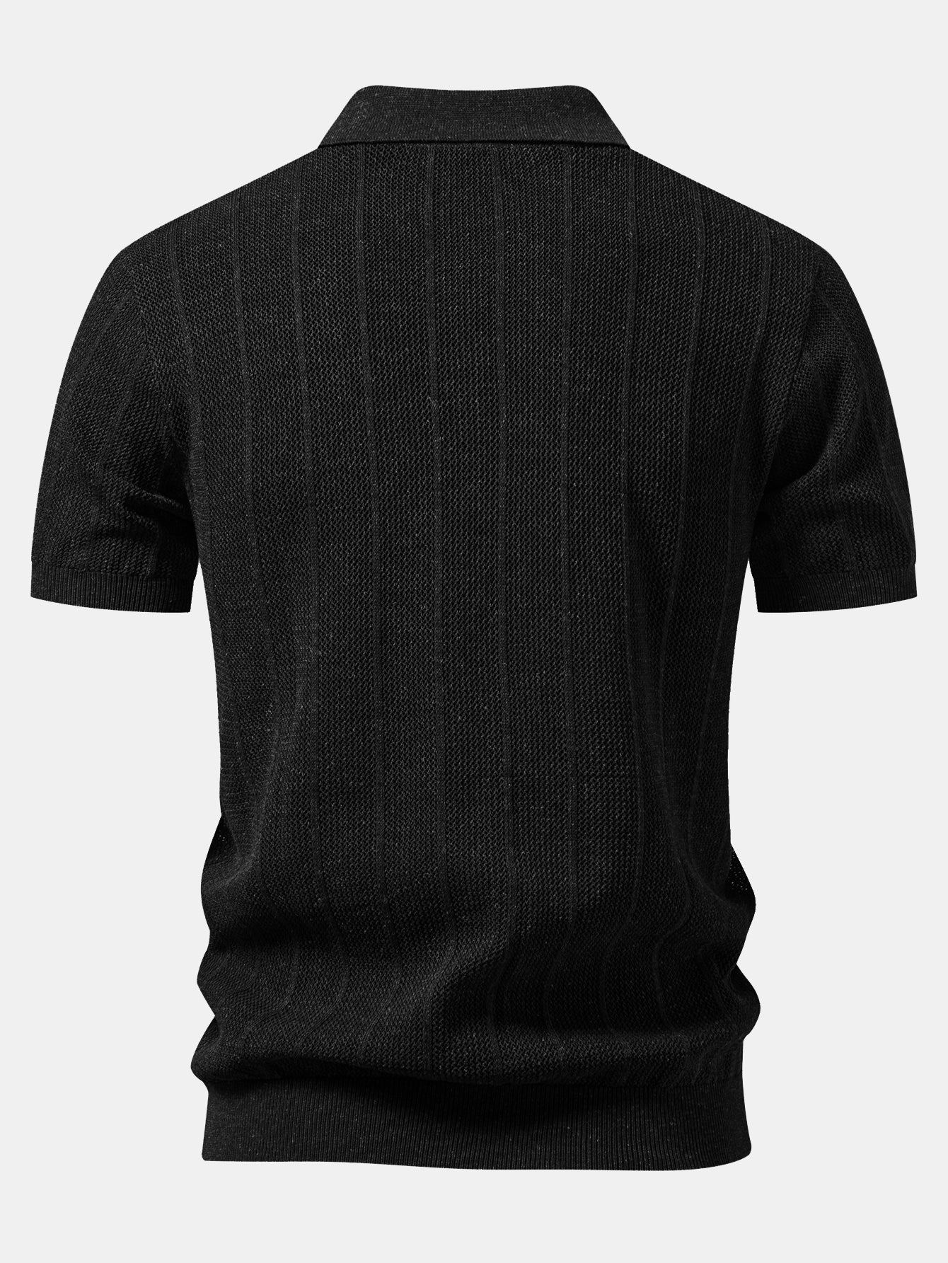 Linen Stripe Open Knit Polo