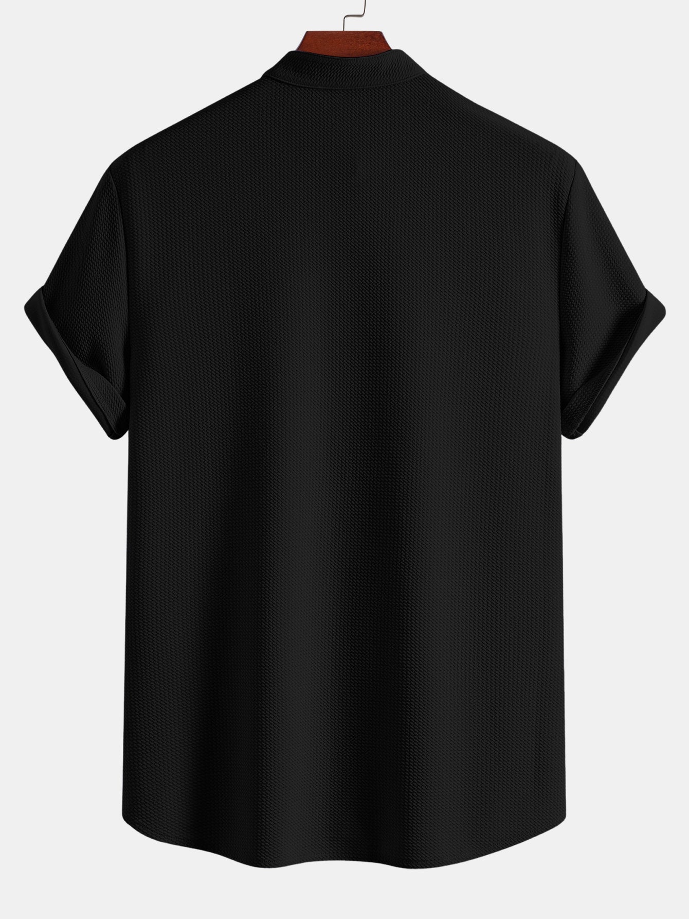 Muscle Fit Textured Stand Collar Shirt