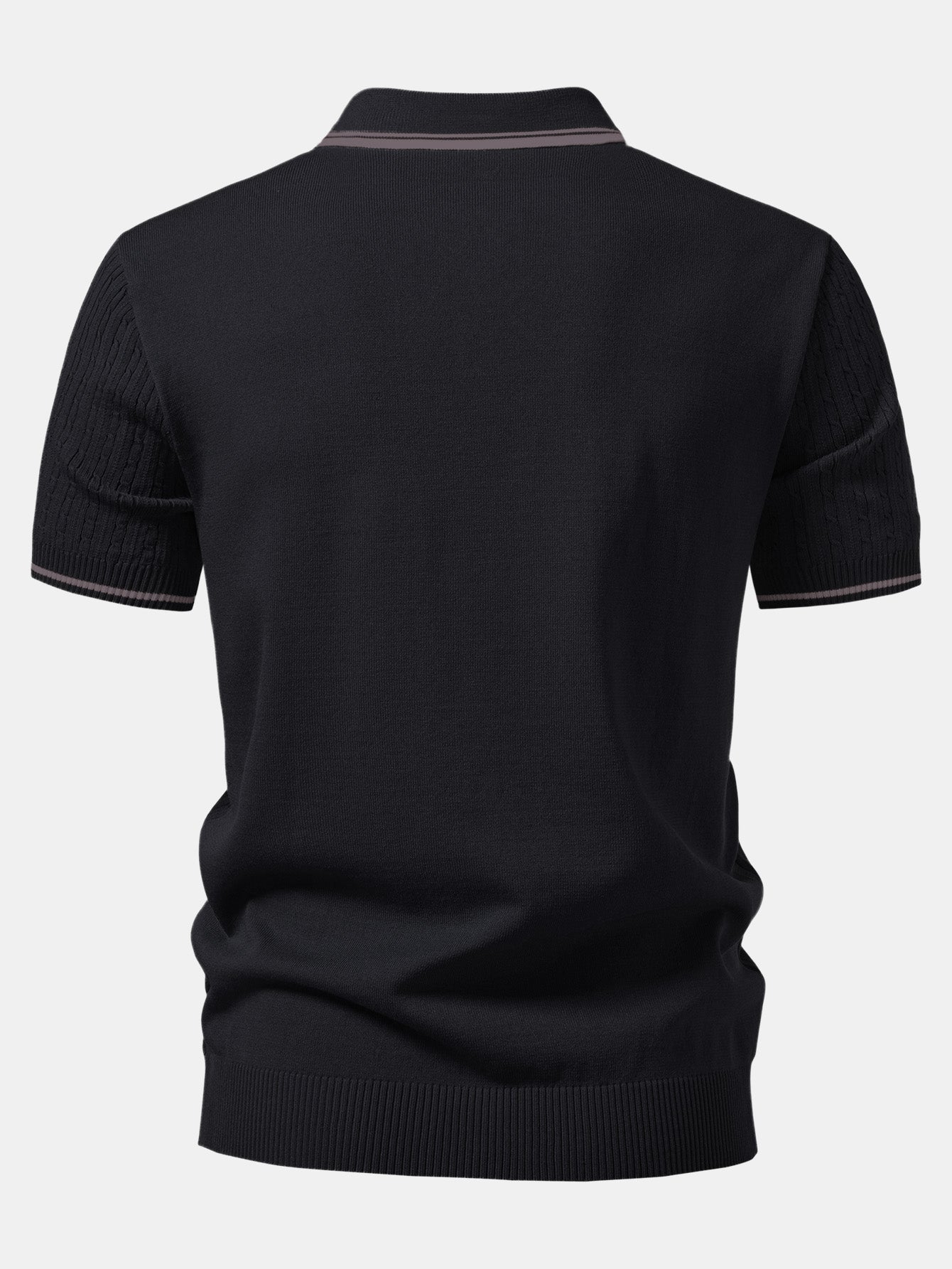 Contrast Trim Twisted Jacquard Knit Polo