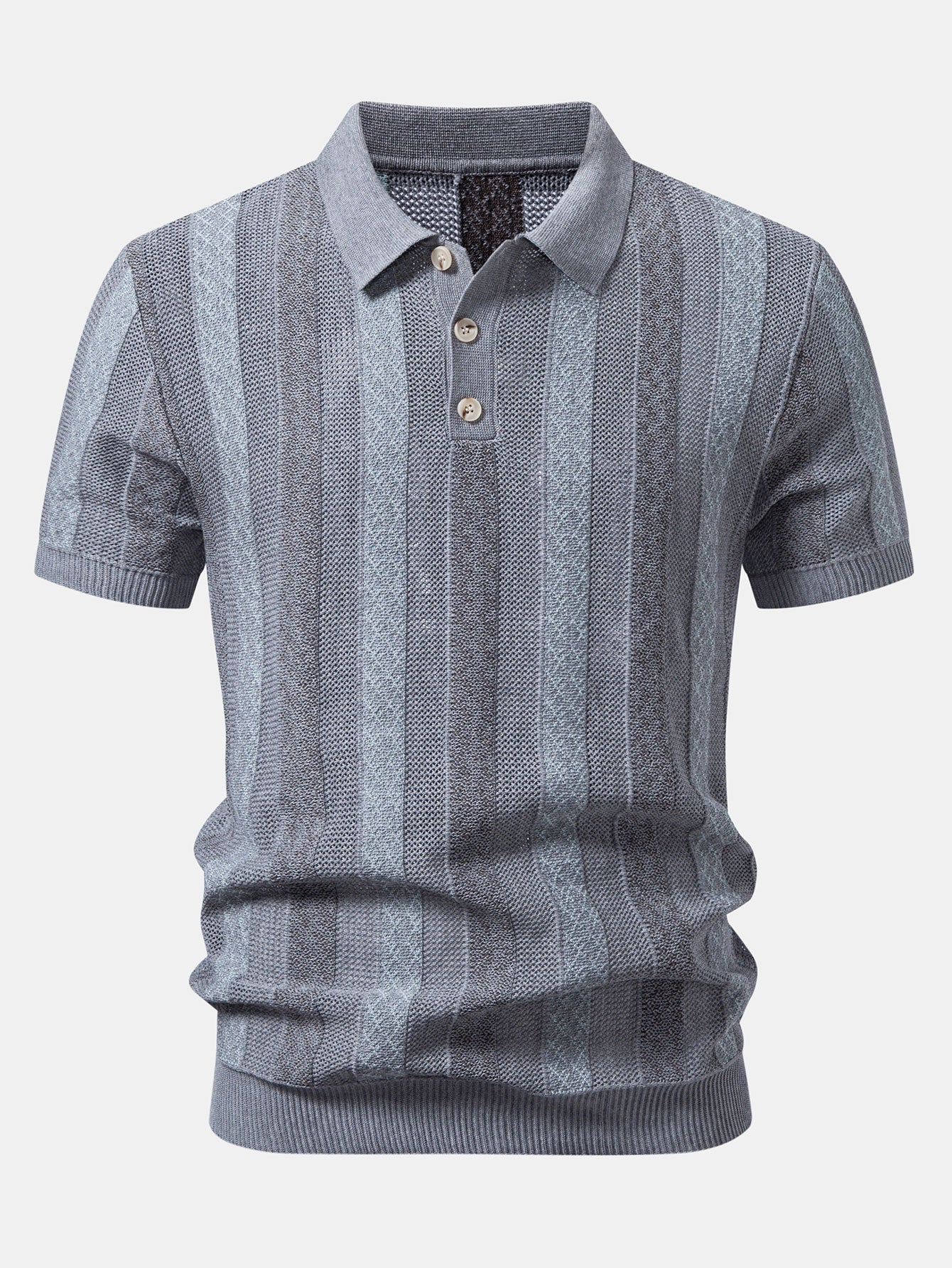 Striped Textured Knit Polo