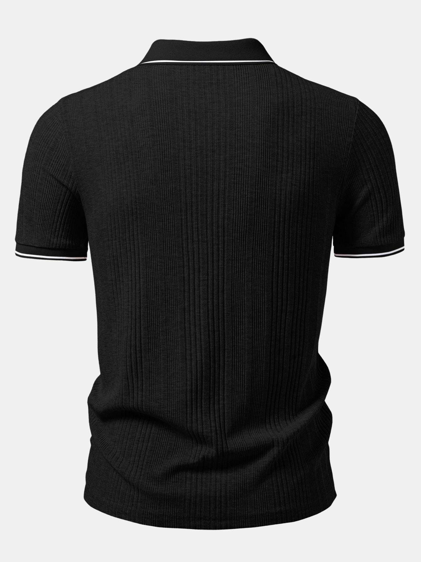 Contrast Stripe Trim Ribbed Polo