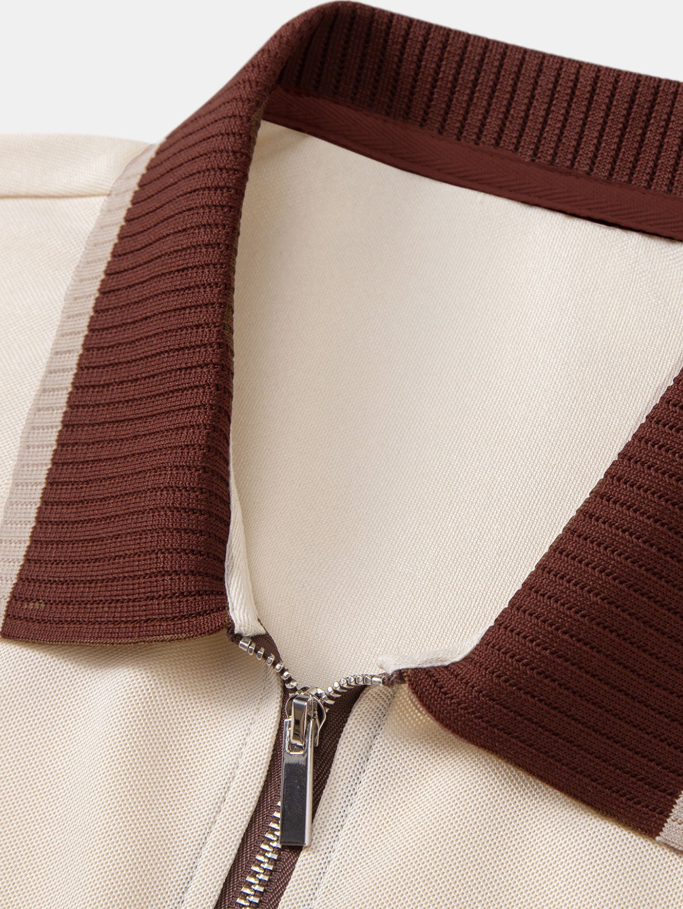 Contrast Trim Zipper Polo