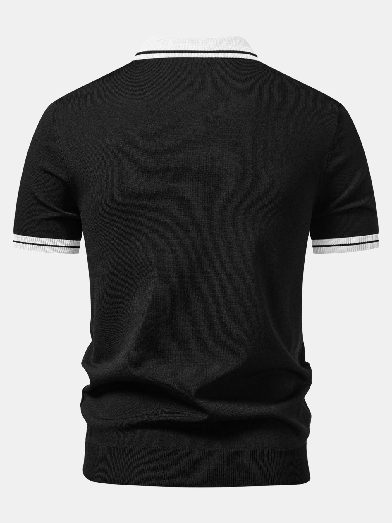 Contrast Trim Zipper Knit Polo