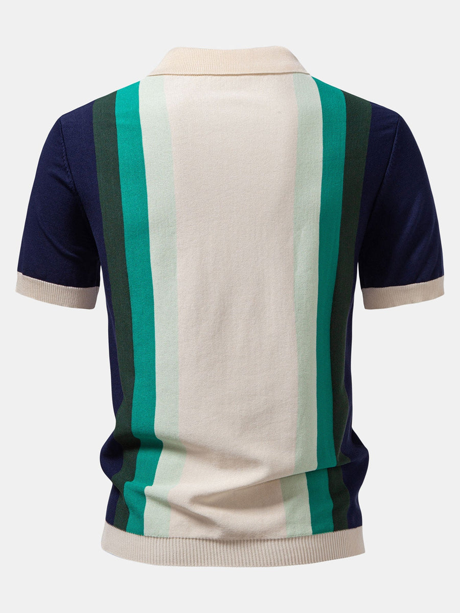 Striped Knitted Polo Shirt