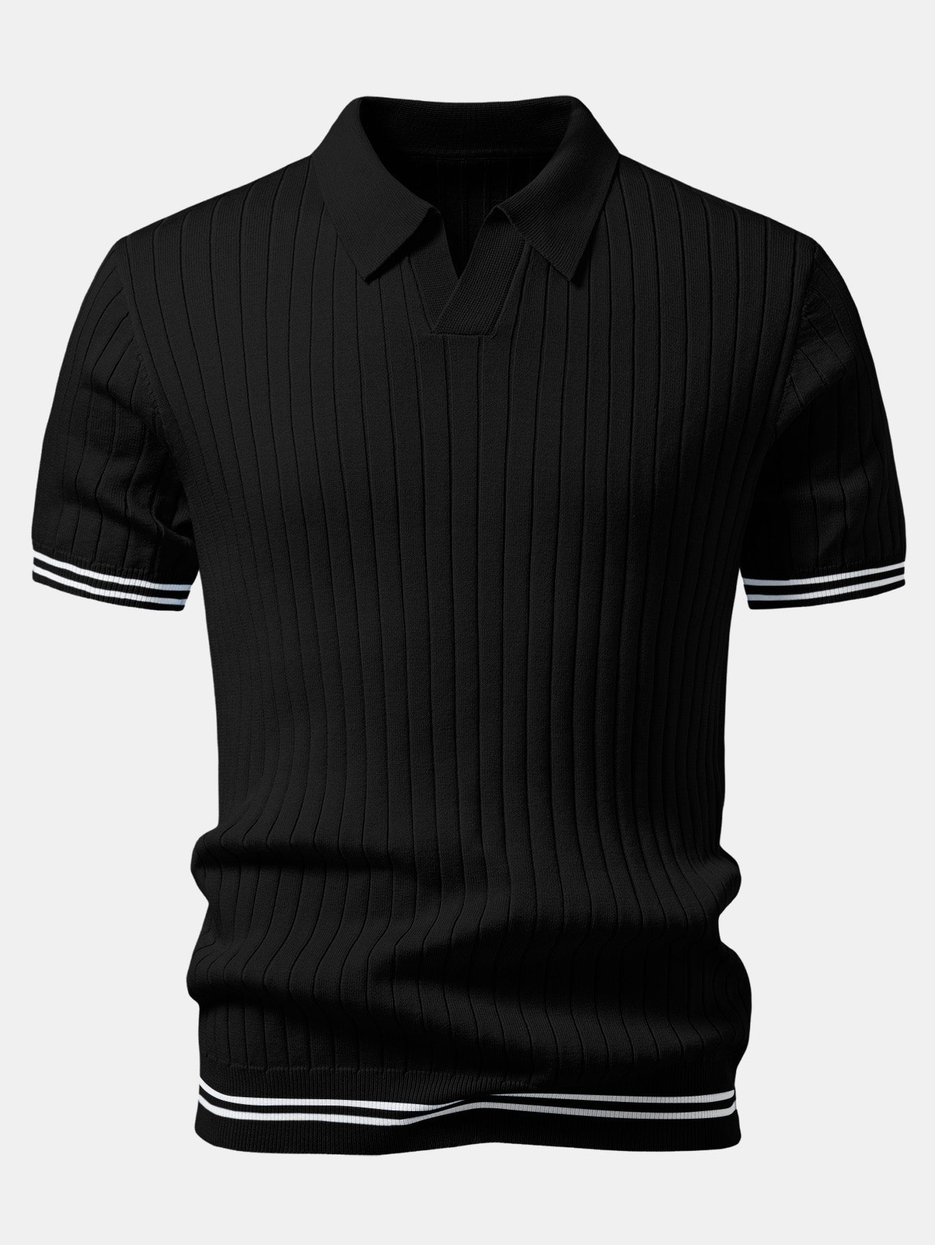 Contrast Trim Johnny Collar Knit Polo
