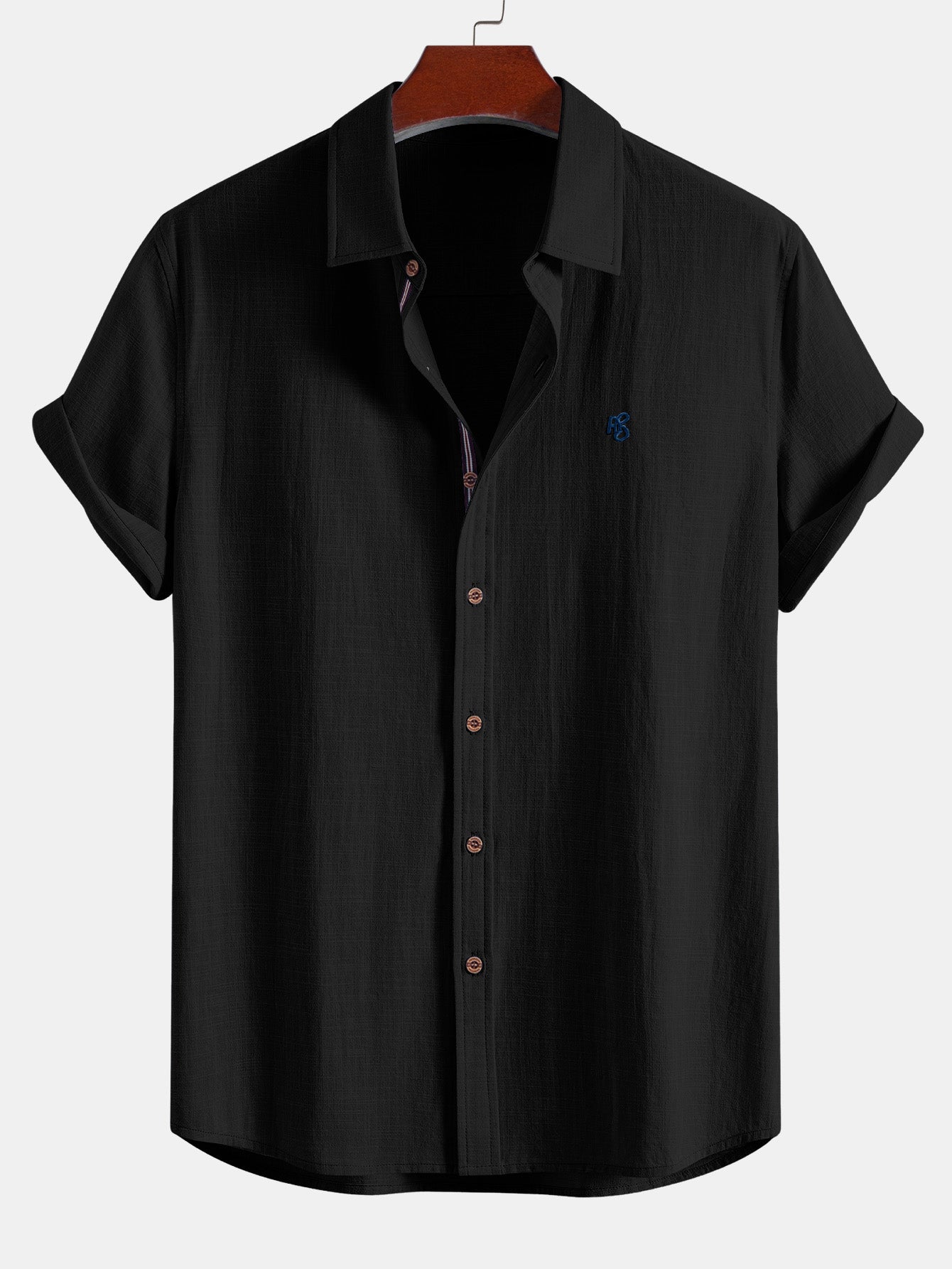 Short Sleeve Linen Look Button Up Shirt