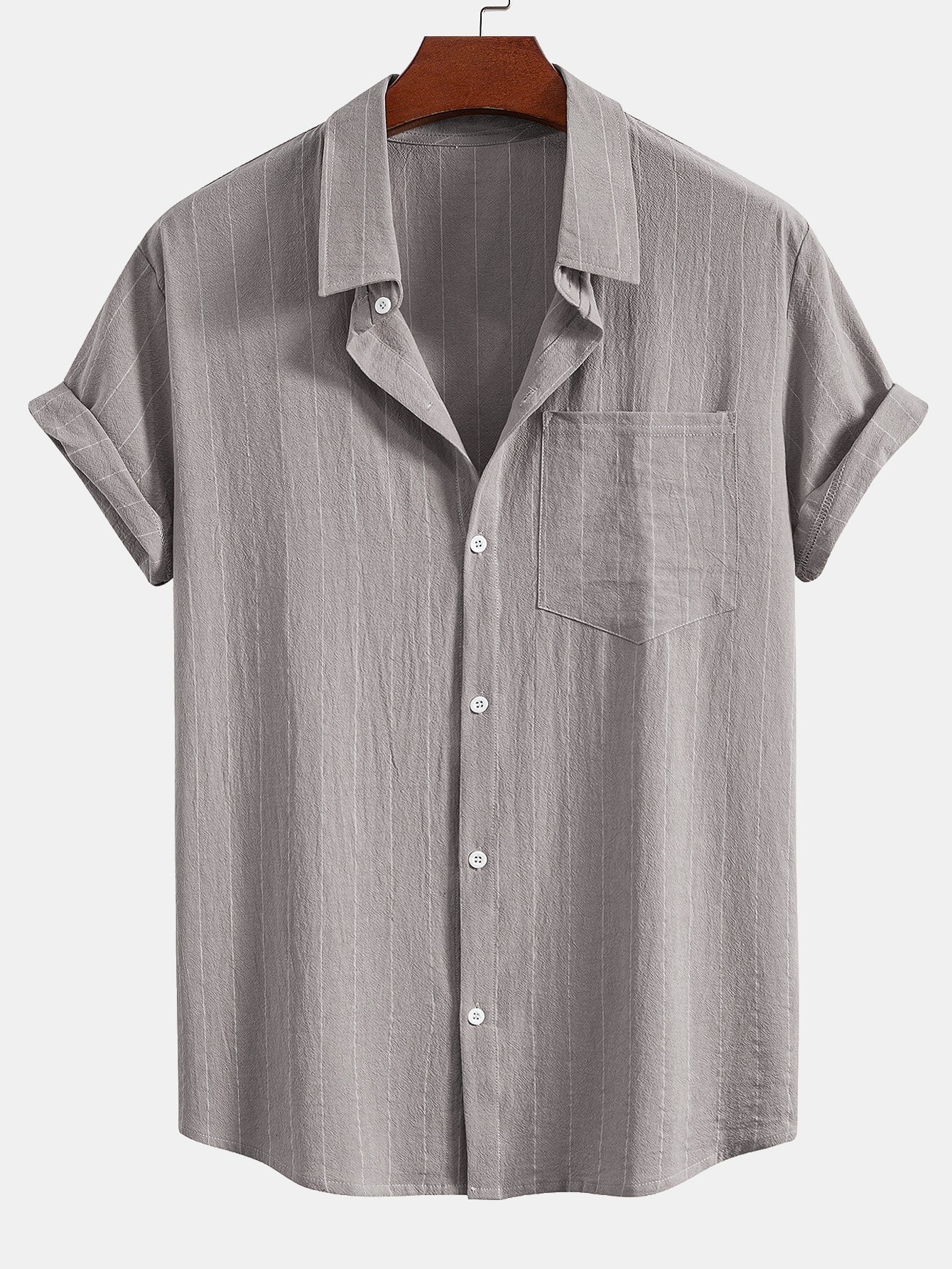 Linen Look Striped Button Up Shirt & Drawstring Shorts