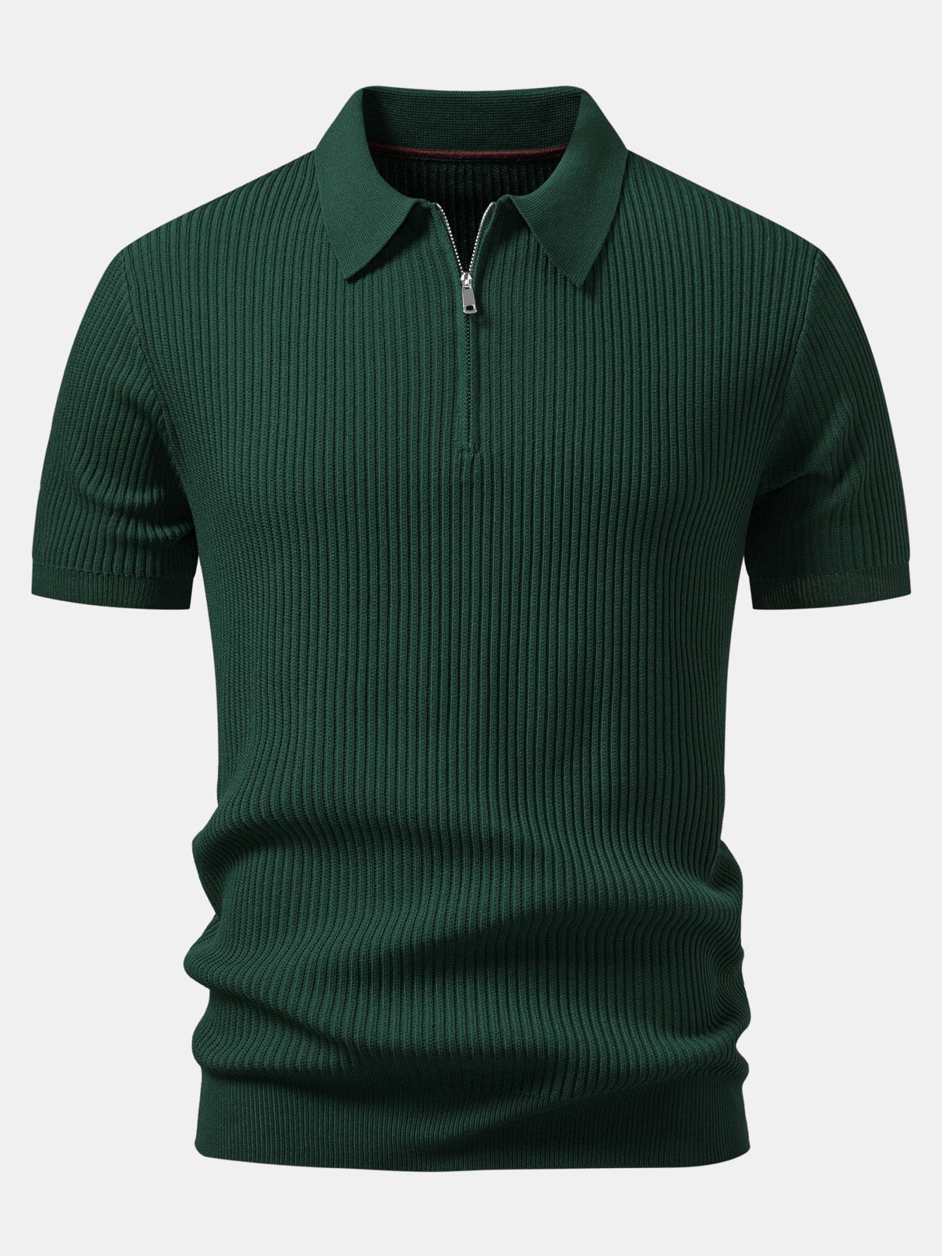 Ribbed Zipper Knit Polo