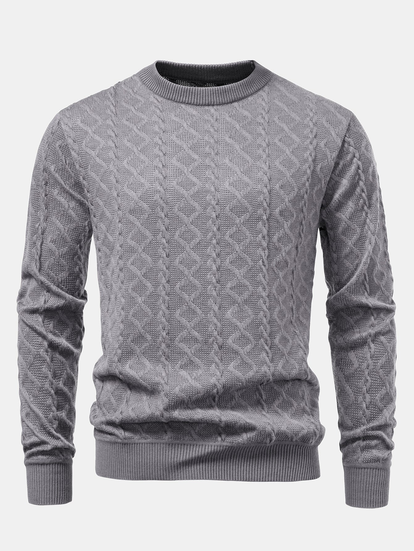 Geometric Jacquard Crew Neck Sweater