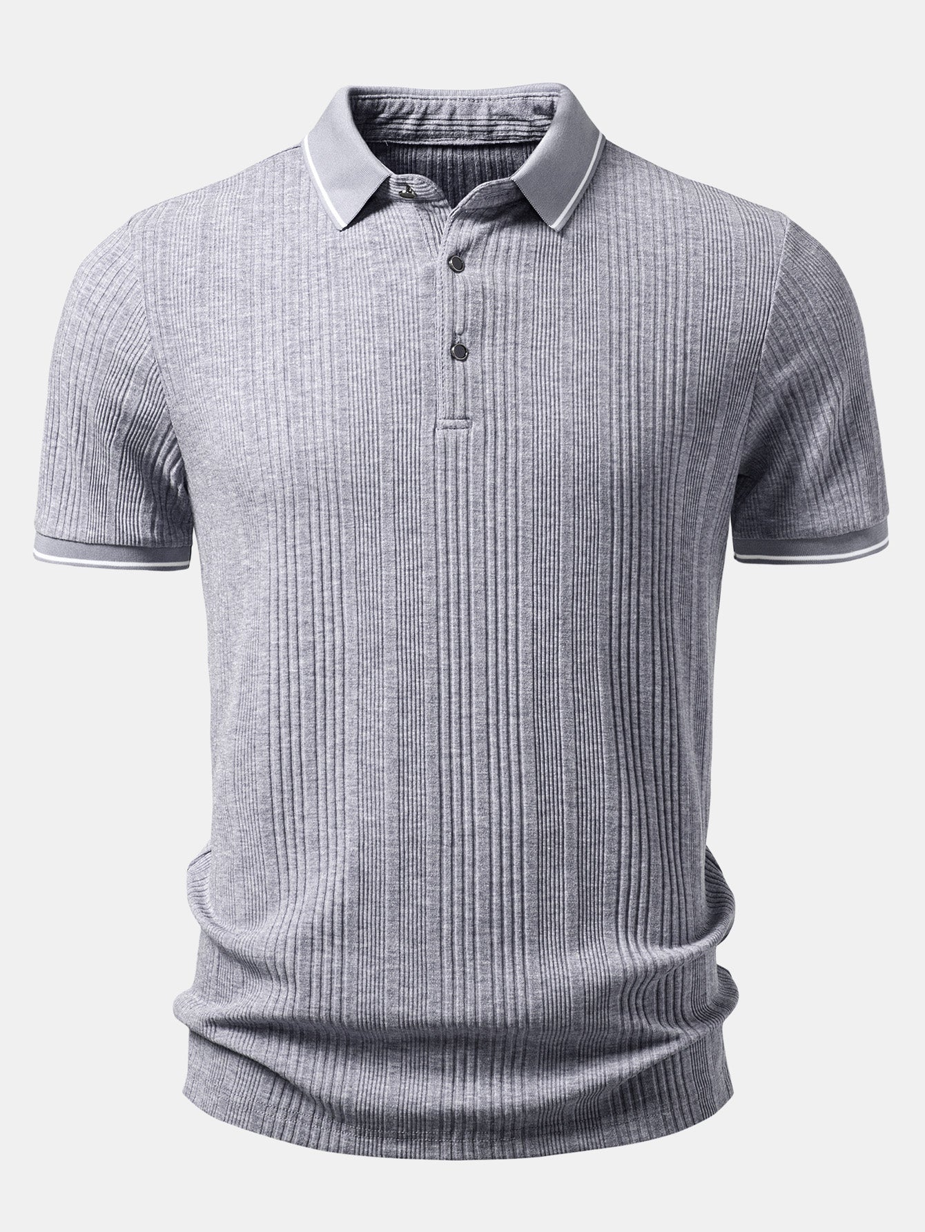 Contrast Stripe Trim Ribbed Polo