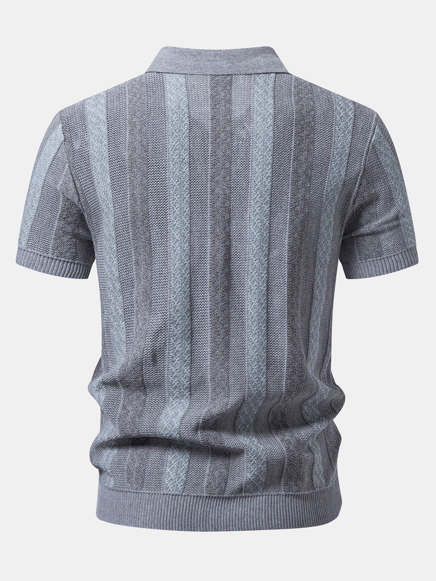 Striped Textured Knit Polo