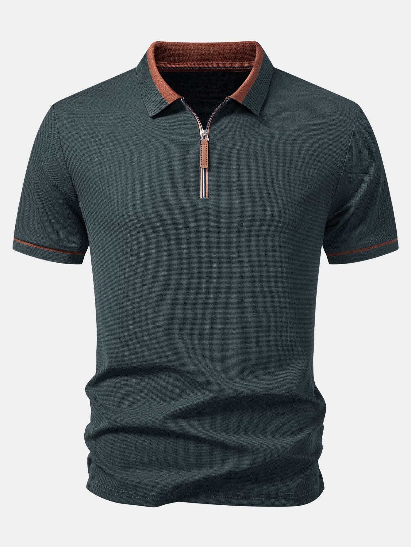 Contrast Trim Zipper Polo