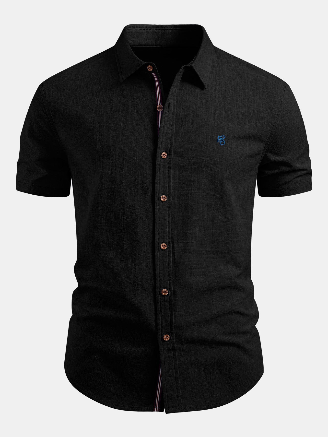 Short Sleeve Linen Look Button Up Shirt
