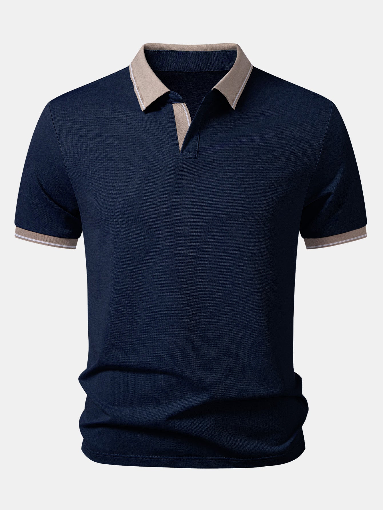 Contrast Trim Johnny Collar Polo