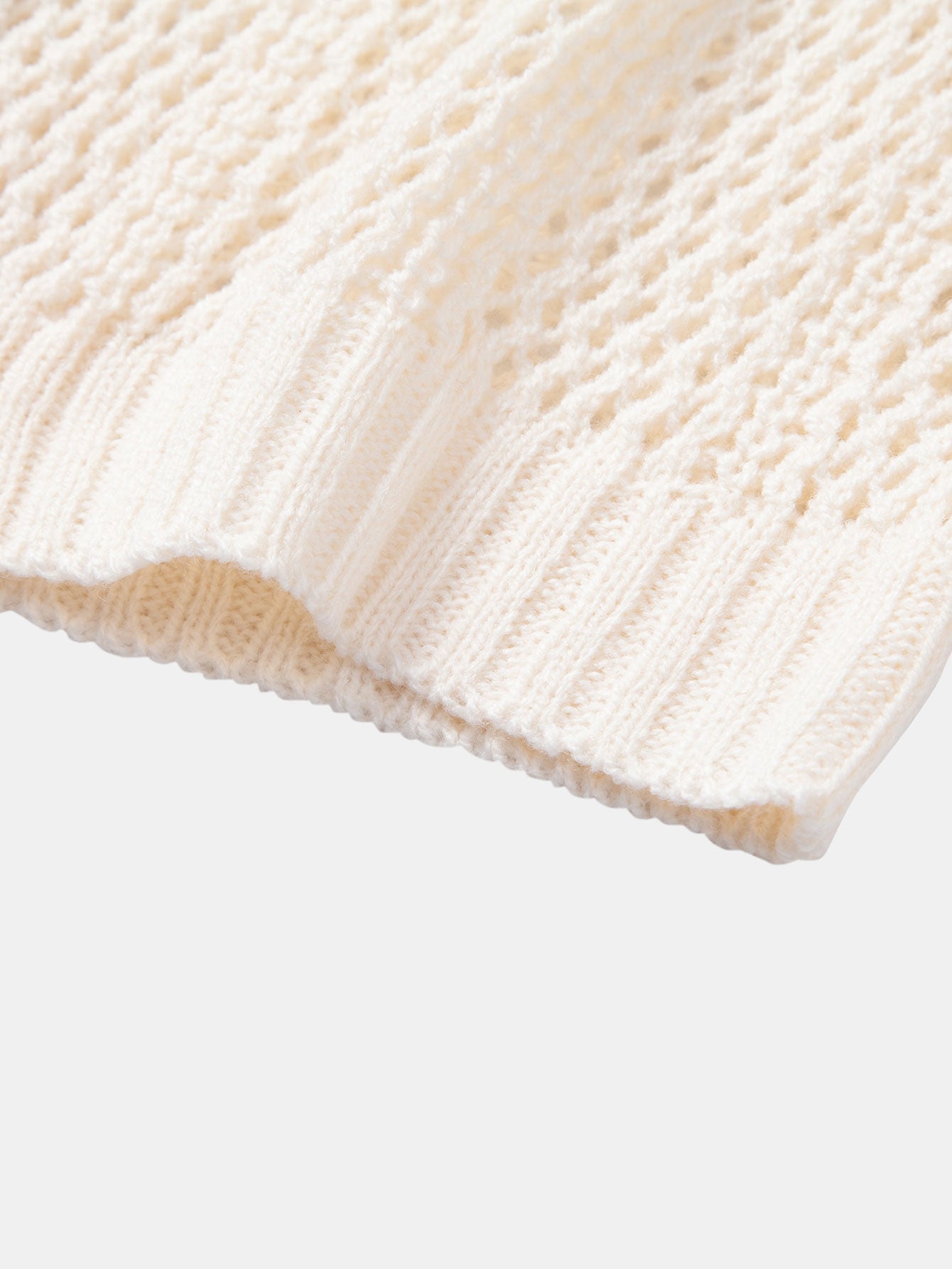 Relax Fit Crochet V Neck Knit Polo