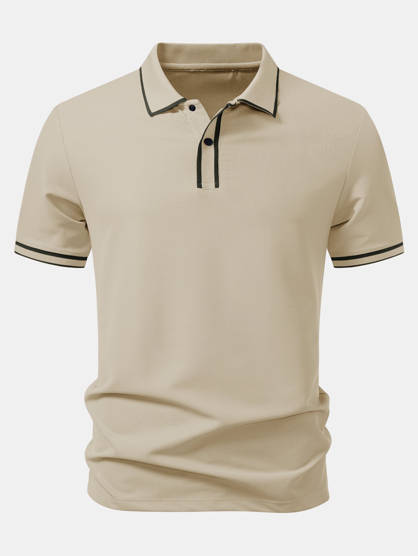 Contrast Trim Waffle Polo