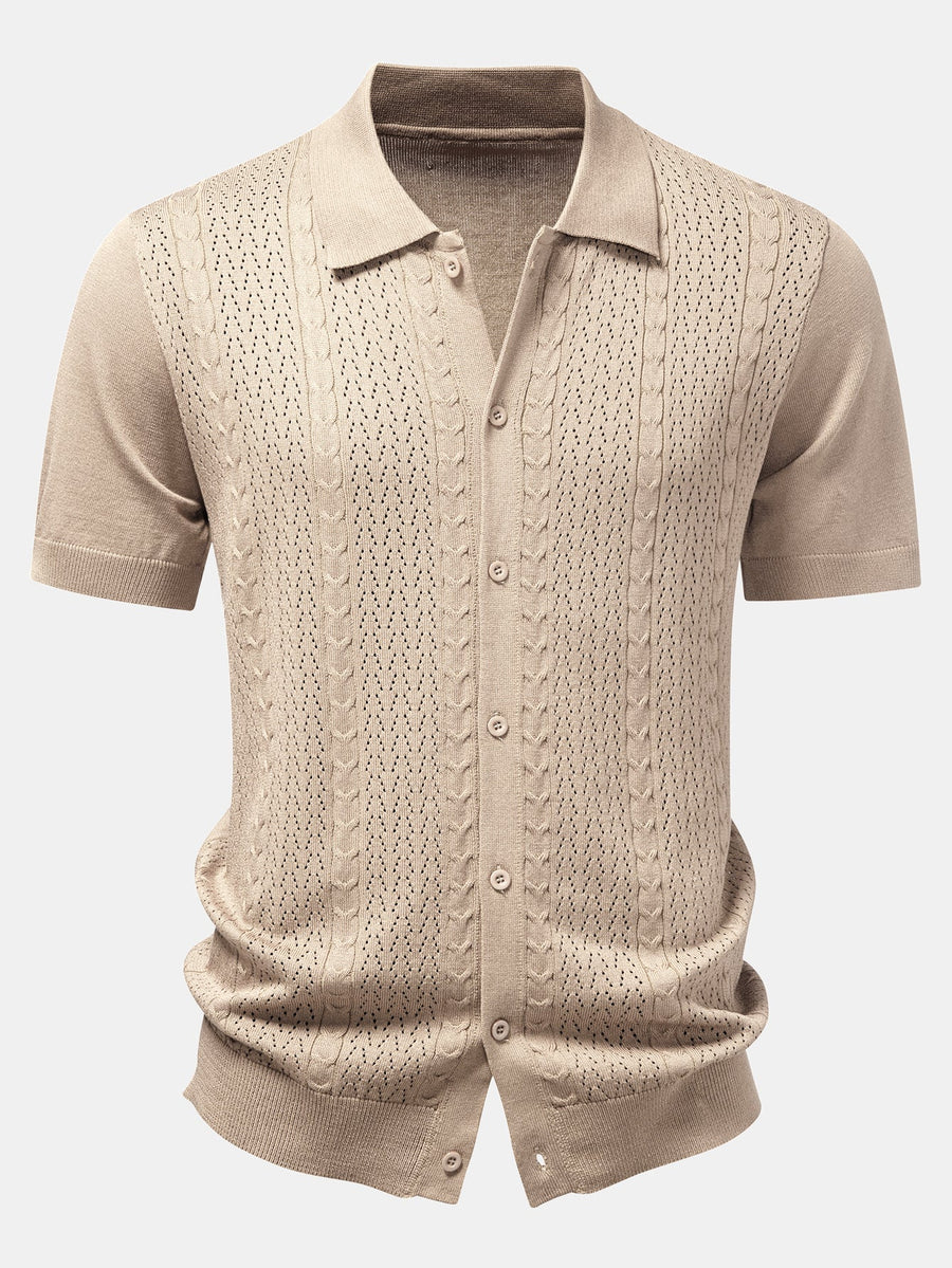 Twisted Jacquard Button Up Knit Shirt