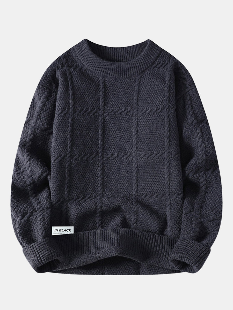 Plaid Crew Neck Knit Sweater