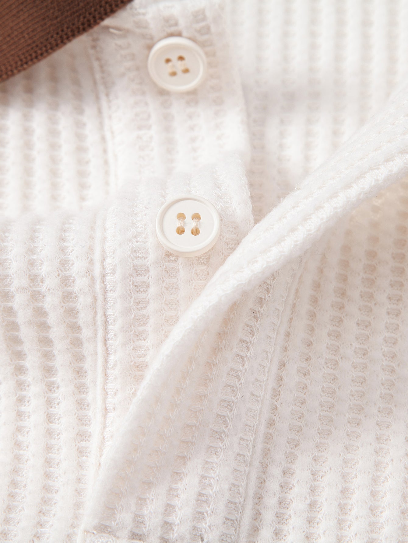 Contrast Stripe Trim Waffle Polo