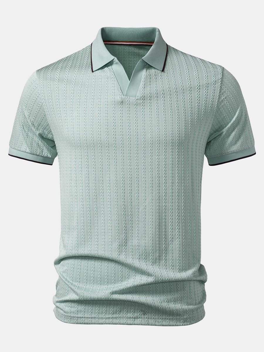Contrast Trim Textured Knit Polo