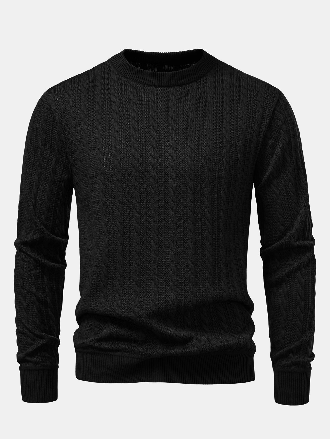 Stripe Jacquard Crew Neck Sweater
