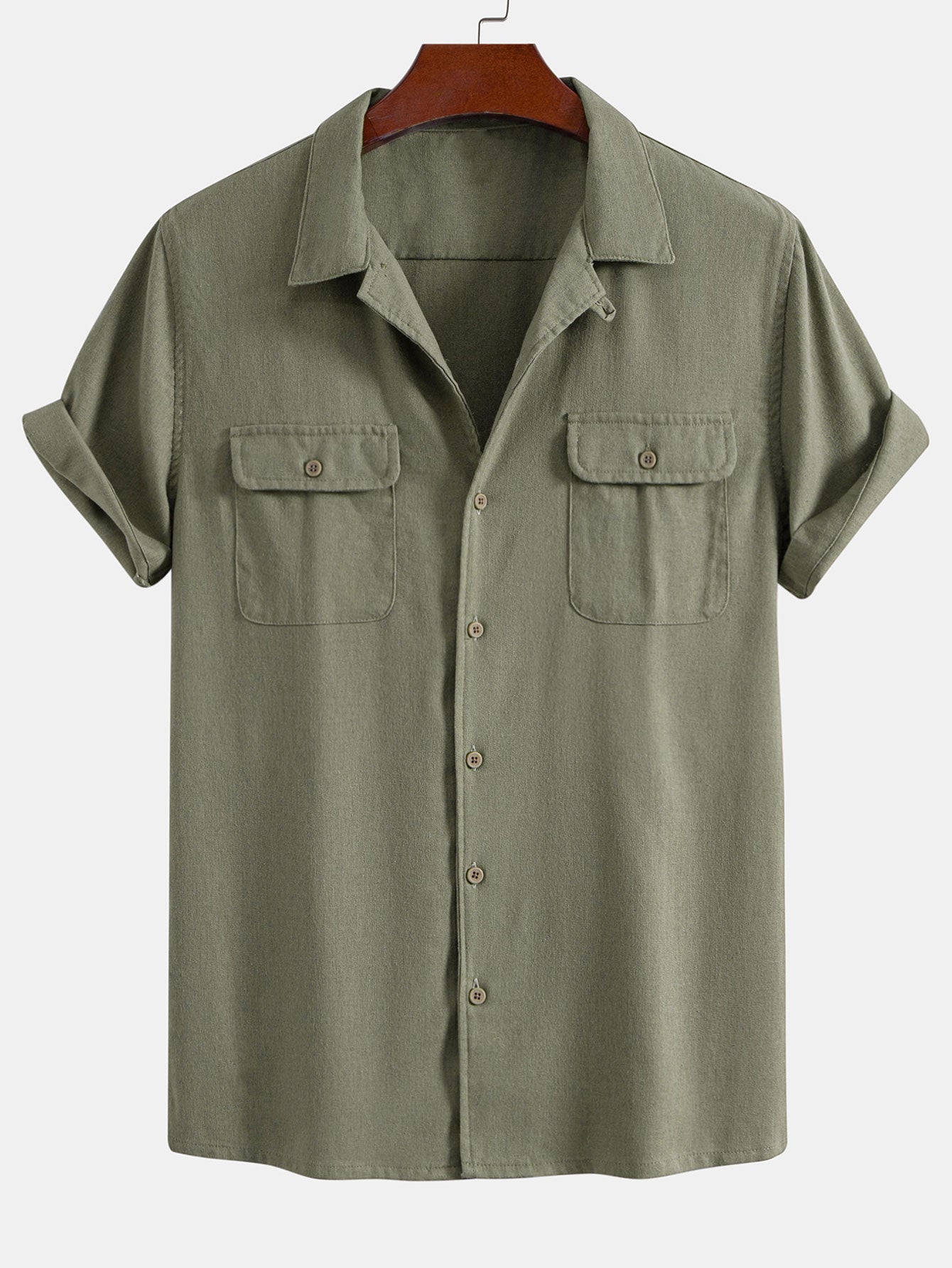Linen Cuban Shirt With Pockets & Linen Drawstring Shorts
