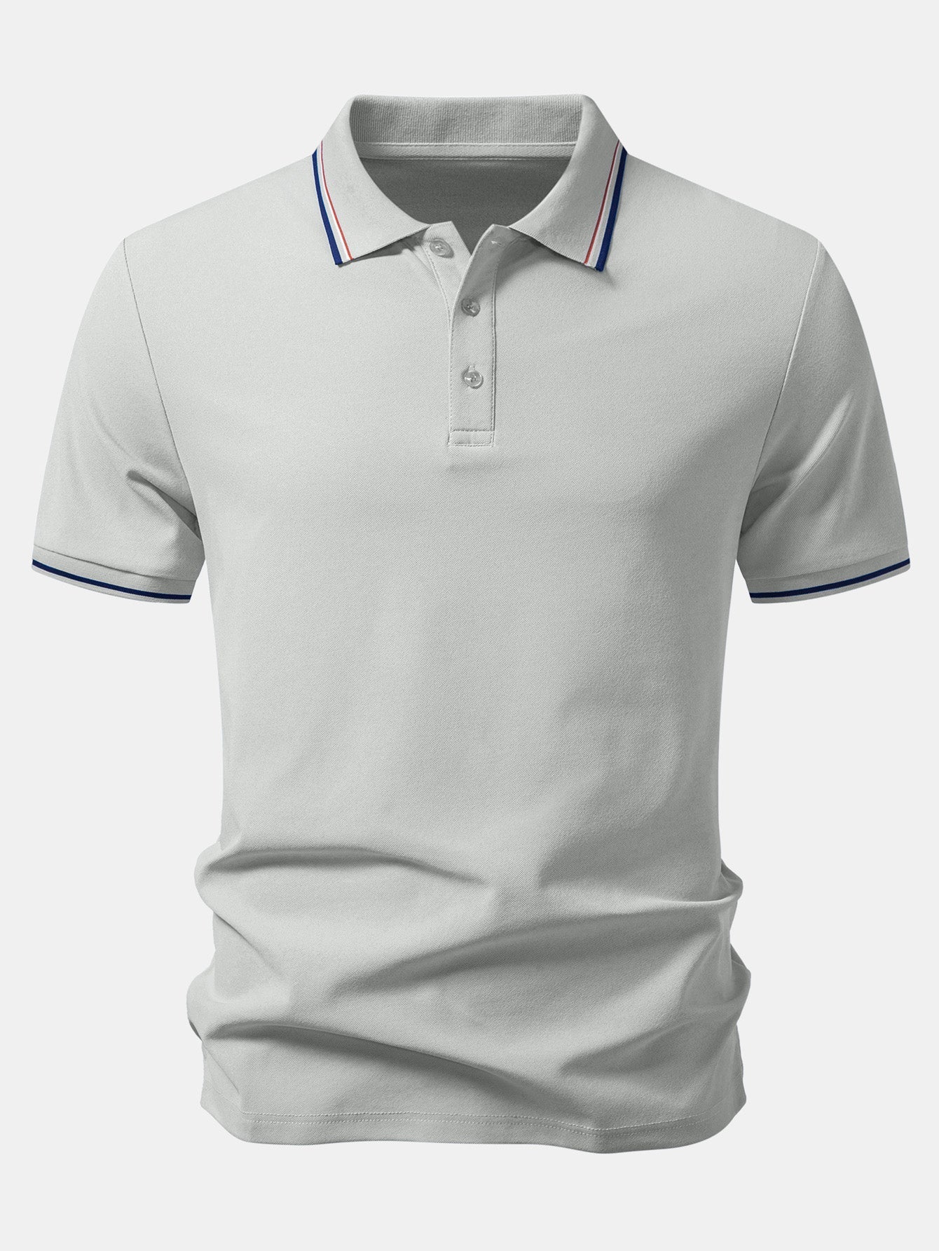 Contrast Striped Trim Pique Polo