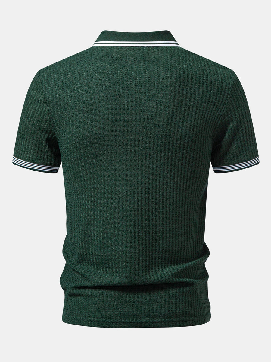 Waffle V Neck Knit Polo
