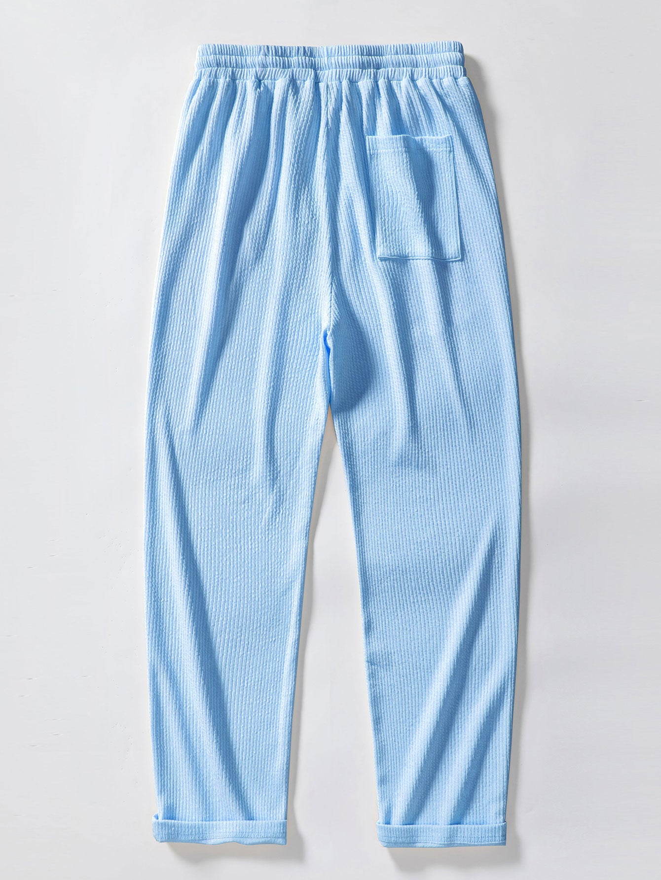 Two Tone Muscle Fit Ribbed Stand Collar Shirt & Straight Leg Ribbed Pants