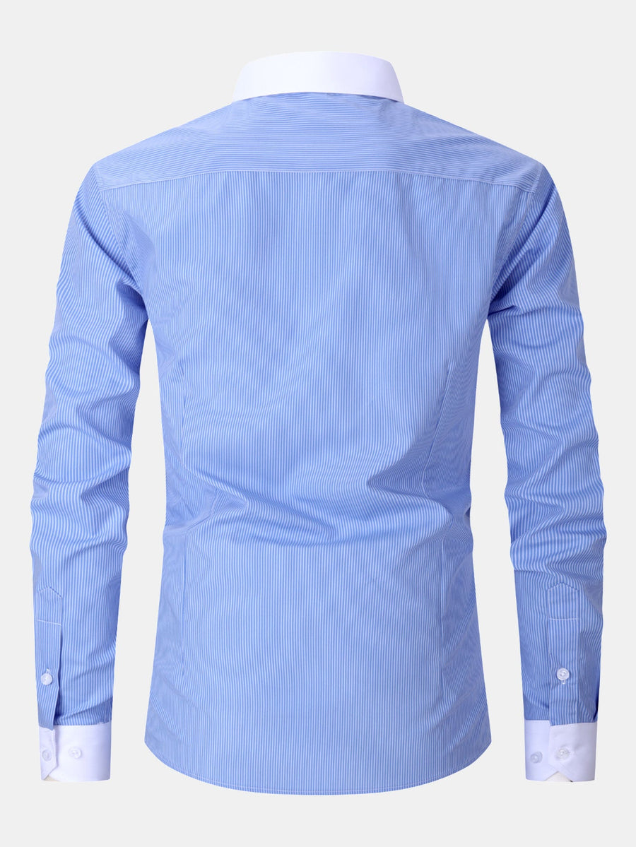 Stripe Contrast Collar Dress Shirt