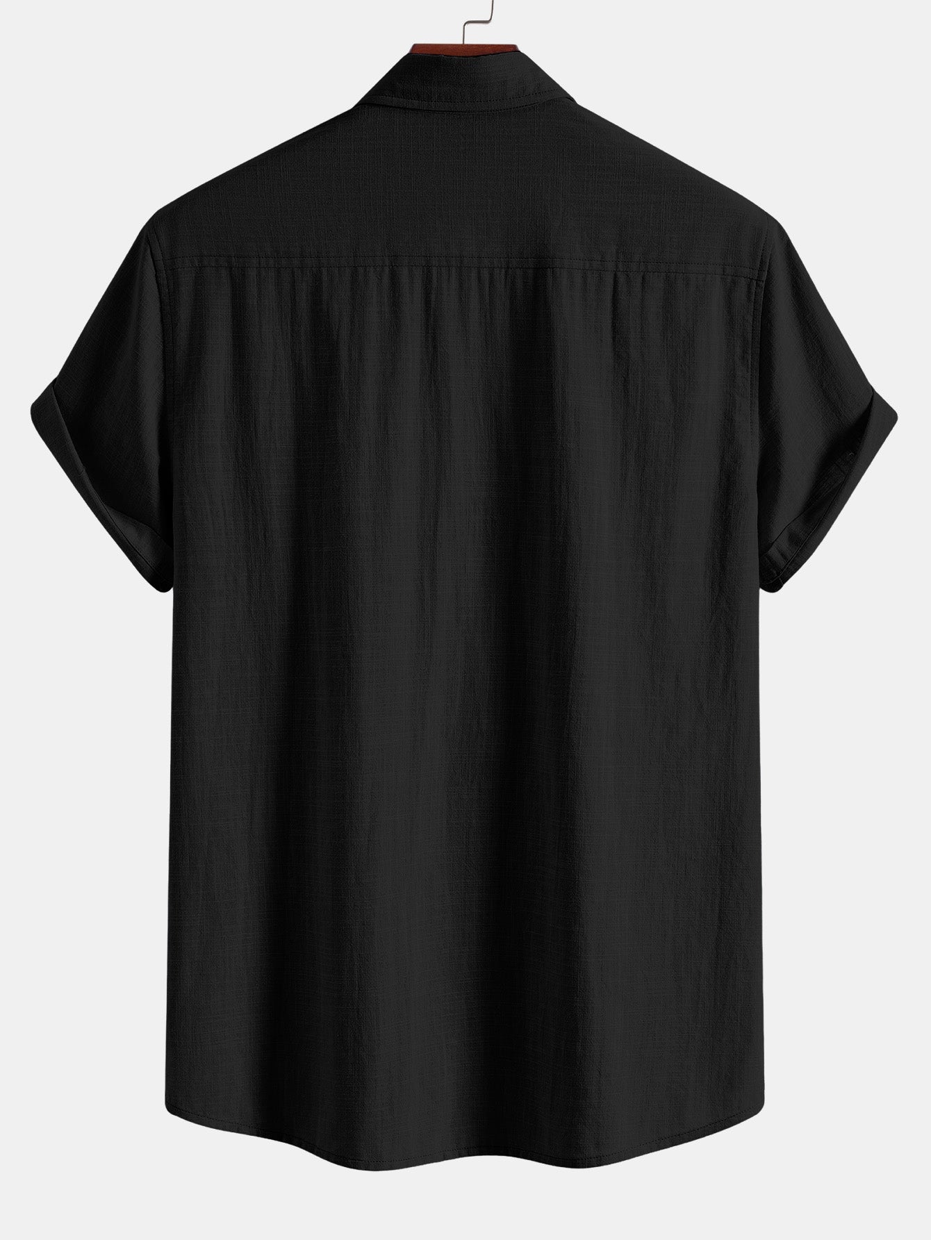 Short Sleeve Linen Look Button Up Shirt