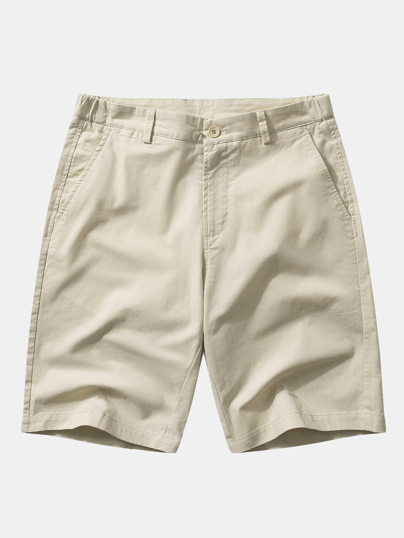 Stripe Knit Zip Up Polo Shirt & Cotton Chino Shorts