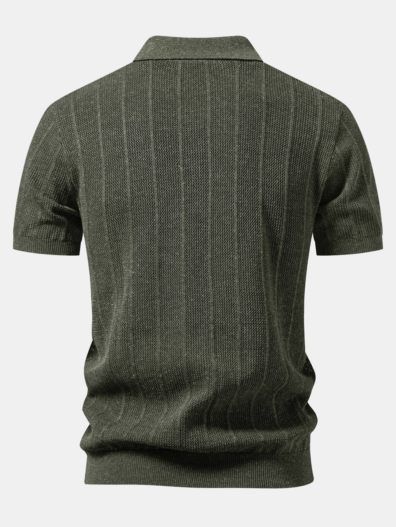 Linen Stripe Open Knit Polo