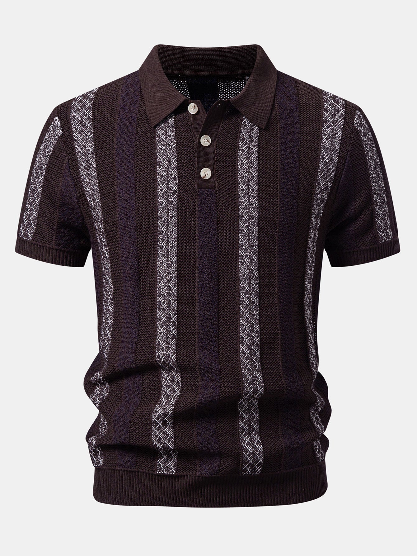 Striped Textured Knit Polo