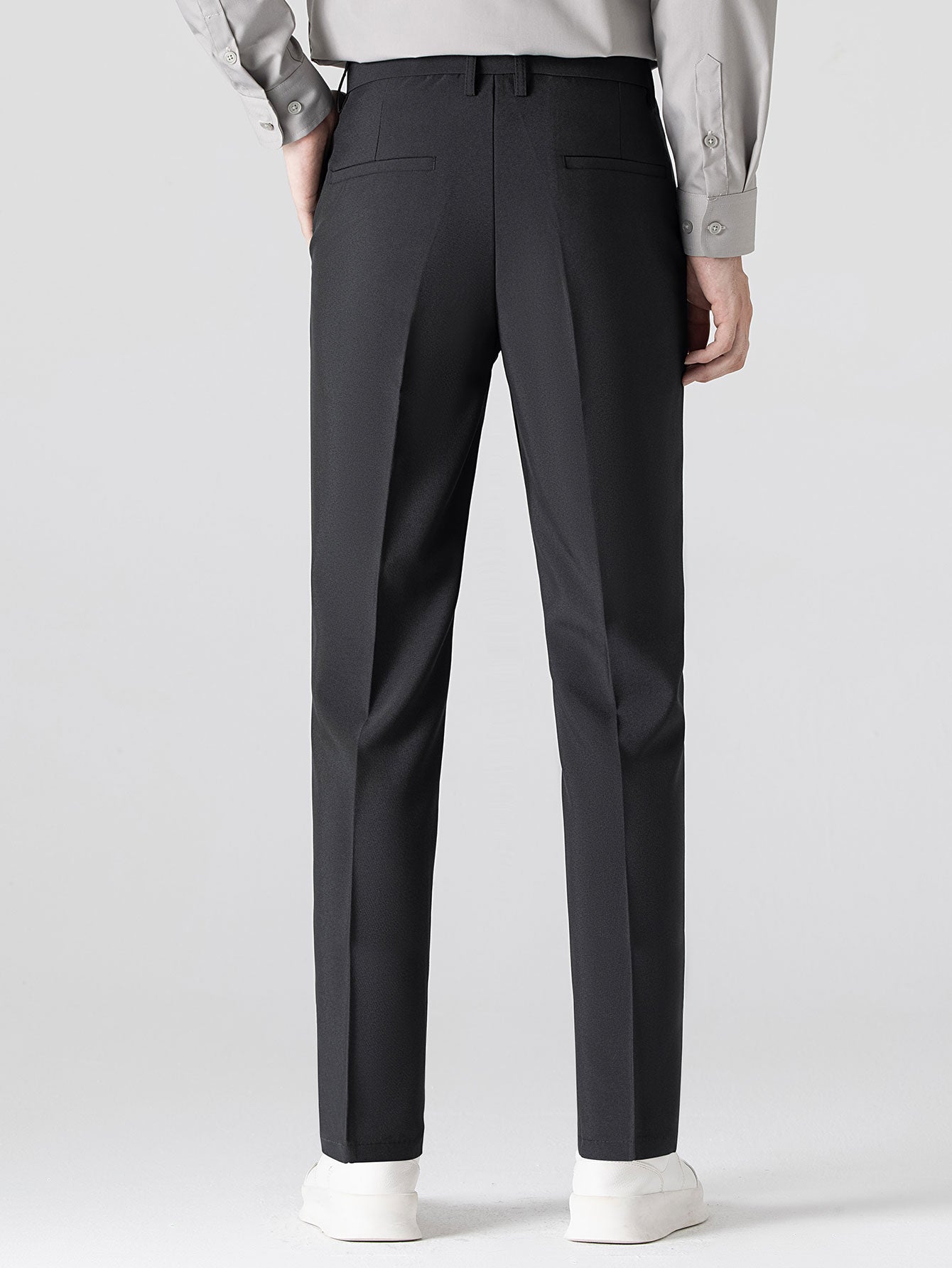 Long Sleeve Stripe Knit Polo Shirt & Slim Fit Tapered Trousers