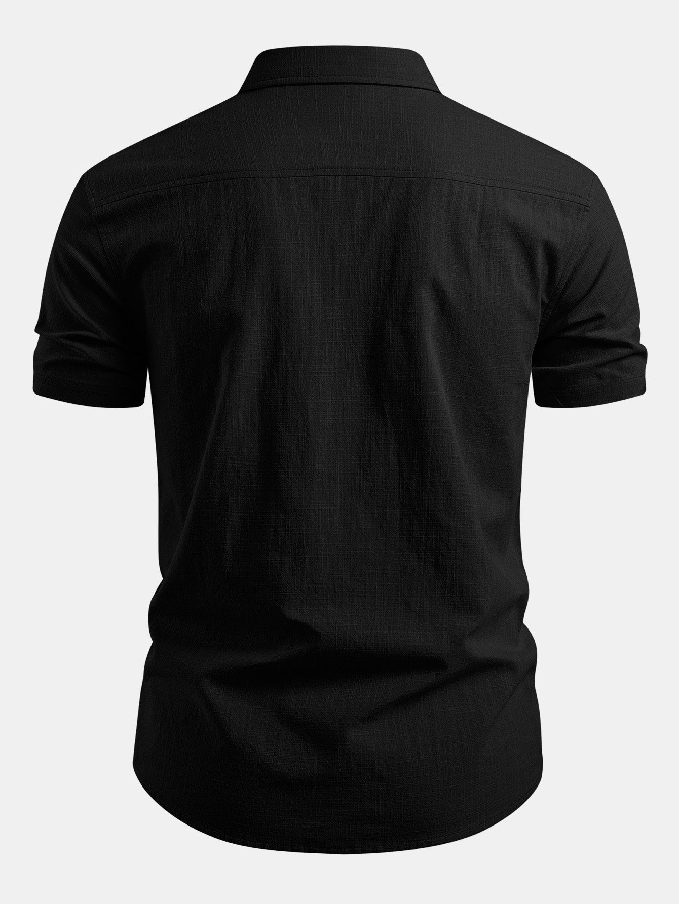 Short Sleeve Linen Look Button Up Shirt